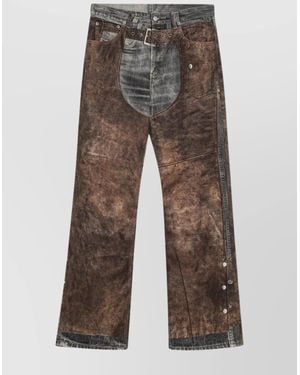 Acne Studios Wide Leg Patchwork Jeans With Button And Loops - Gray