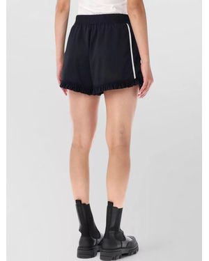 Ganni Contrast Piping Ruffle Trim Lounge Shorts - Black
