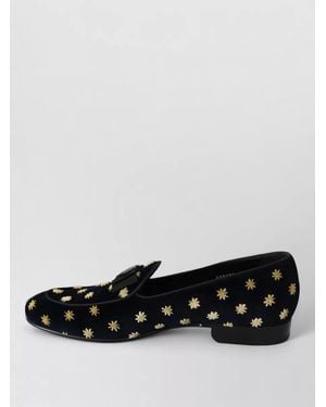 Dolce & Gabbana Velvet Crown Slippers Loafers Shoes - Black