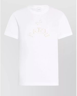 Patou Short Sleeve Crew Neck Lightweight Top - White