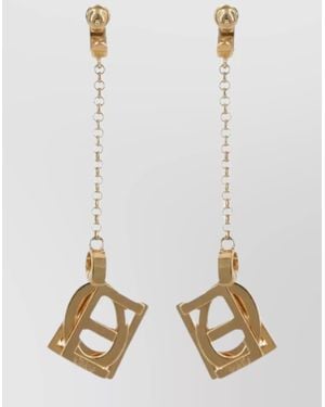 Chloé Chain Detailed Geometric Shape Dangling Earrings - White
