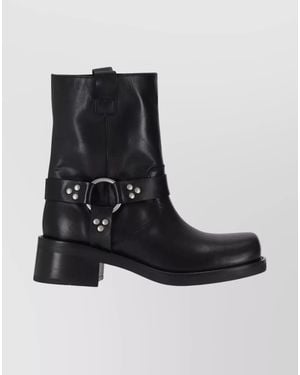 P.A.R.O.S.H. Buckled Leather Ankle Boots - Black