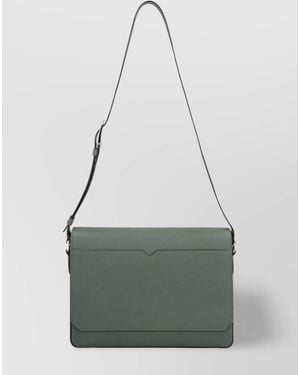 Valextra Leather Messenger Bag - Gray