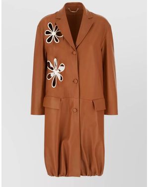 Fendi Lamb Leather Fitted Jacket - Brown