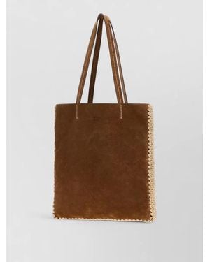 Prada Suede Large Tote Bag Casual Style - Brown