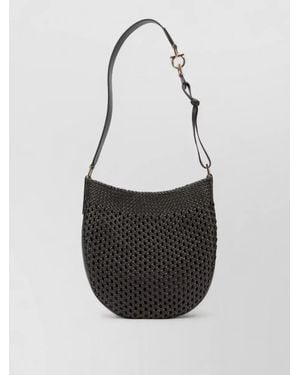 Ferragamo Hobo Smile Small Woven Shoulder Crossbody - White