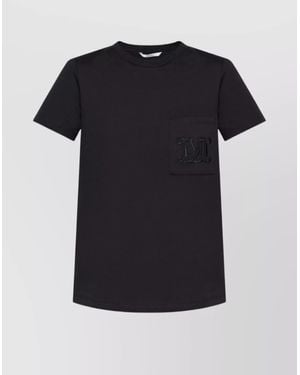 Max Mara Crew Neckline Logo Cotton T-Shirt - Black