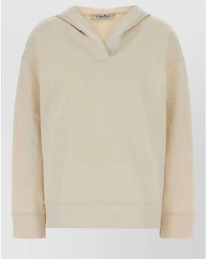 Max Mara Cotton Blend Buona Hooded Sweatshirt - Natural