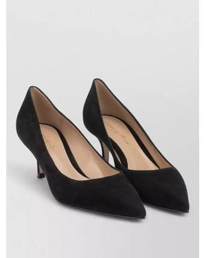 Gianvito Rossi Kitten Heel Suede Pointed Toe Court Shoes 55Mm - Black