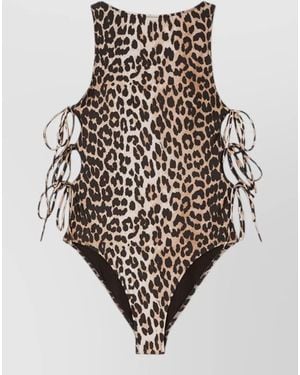 Ganni Leopard Swimsuit - Natural