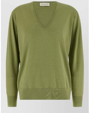Dries Van Noten Tuomas V Neck Sweater Long Sleeves - Green