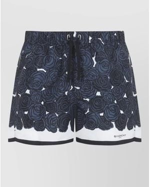 Givenchy Logo Swim Shorts Floral Print Waistband - Blue