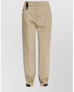 Moschino Tailored Trousers Belt Loops Buckle Detail - Natural