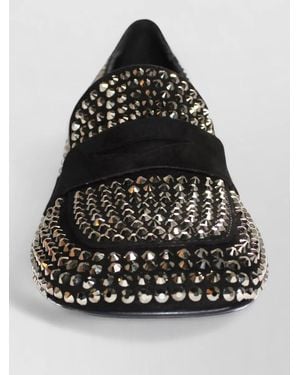 LA ROSE Crystal-Embellished Heeled Loafers - Black