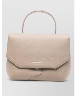 Emporio Armani Medium Leather Shoulder Bag Top Handle - Natural