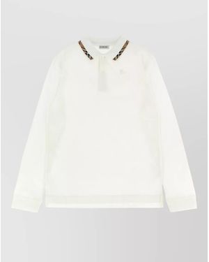 Burberry Cotton Piqué Long-Sleeve Polo Shirt - White