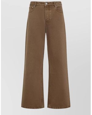 Ami Paris Relaxed Fit Jeans Wide Leg Belt Loops - Brown