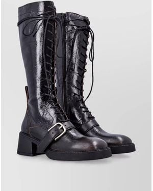 Miista Leather Tall Boots - Black