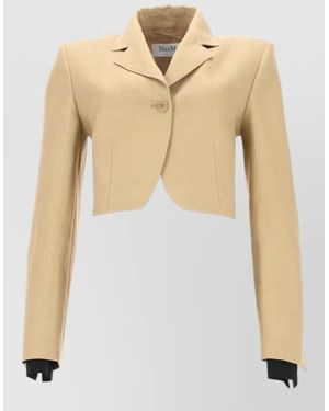 Max Mara Linen Cropped Suit Jacket - Natural