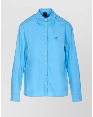 Pinko Long Sleeve Top Embroidered Logo - Blue
