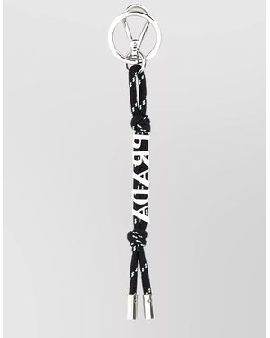 Prada Fabric Key Ring Braided Rope Metal - White
