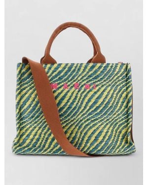 Marni Small Tote Bag Basket Patterned Design - Green