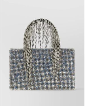Kara Crystal Mesh Shoulder Bag - Gray
