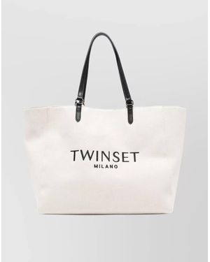Twinset Spacious Tote Bag Dual Handles - Natural
