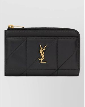 Saint Laurent Jamie Zip Card Case Key Holder - Black