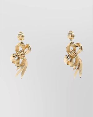 Miu Miu Textured Bow Design Metal Earrings - White