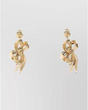 Miu Miu Textured Bow Design Metal Earrings - White