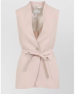 Peserico Linen Belted Single-Breasted Gilet - Pink