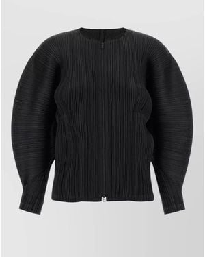 Pleats Please Issey Miyake April Edition Structured Long Sleeve Jacket - Black