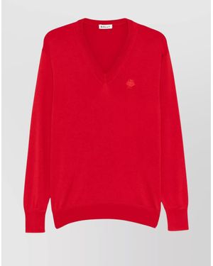 Bally Ribbed V-Neck Sweater With Long Sleeves - Red