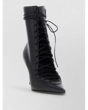 Le Silla Colette Ankle Boots Lace Up Pointed Toe - Black