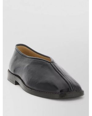 Lemaire Leather Loafers Square Toe Seam Detailing - Grey