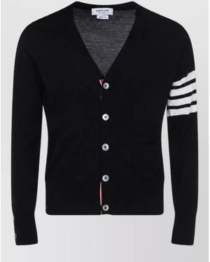 Thom Browne Wool V-Neck Cardigan - Black