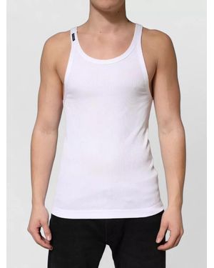 Dolce & Gabbana Ribbed Cotton Sleeveless Tank Top T Shirt - White