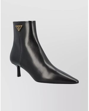 Prada Stylish Ankle Boots Kitten Heel - Black