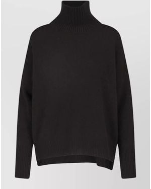 Lisa Yang Crewneck Turtleneck Relaxed Fit Soft Texture - Black