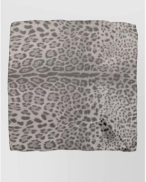 Dolce & Gabbana Silk Leopard Print Square Scarf - Grey