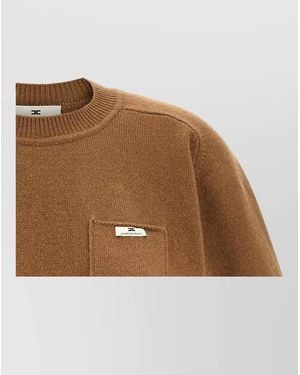 Elisabetta Franchi Wool Cashmere Cropped Top Short Sleeves - Brown