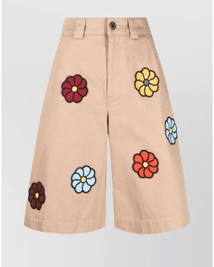 Moncler Cotton Knee-Length Shorts - Natural