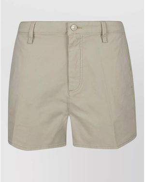 7 For All Mankind Stretch Cotton Knee-Length Straight-Leg Shorts - Natural