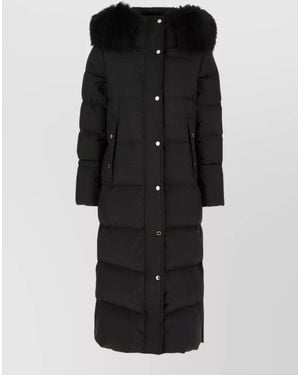 Moorer Polyester Breuil Down Jacket Faux Fur Hood - Black