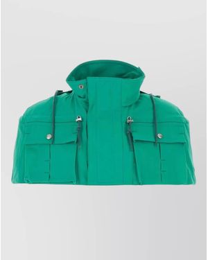 Prada Nylon Cropped Oversized Cape - Green