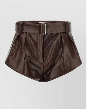 Magda Butrym Number Motif Shorts Belt Loops Buckle - Brown