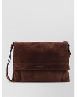 Orciani Suede Messenger Shoulder Bag Adjustable Strap - Brown