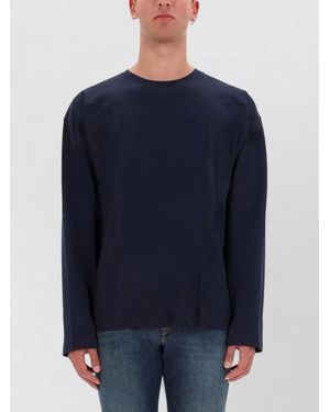 DIESEL Cotton Knit Long Sleeve Crew Neck Top - Blue