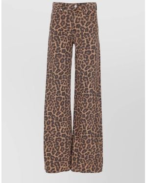 Anine Bing Hugh Jean Leopard Print Wide Leg Pants - Brown
